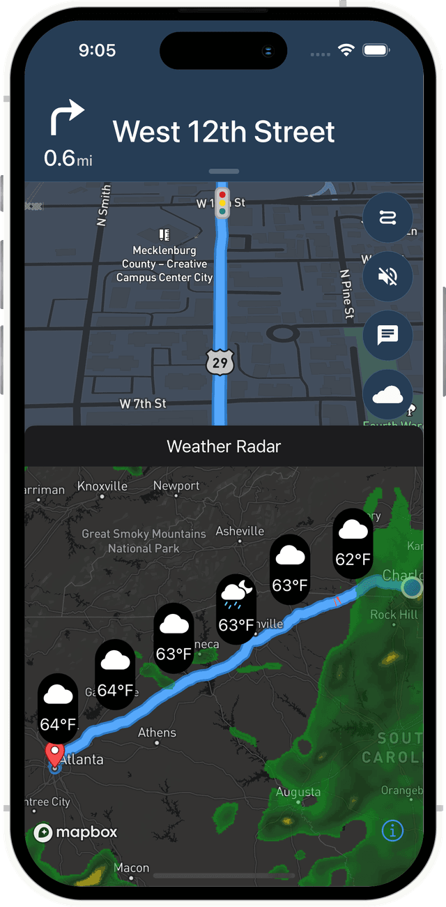 Navver app navigation screen